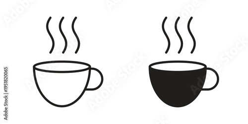 Hot tea icon. Black and White Vector Illustrations. line icon vector pictogram