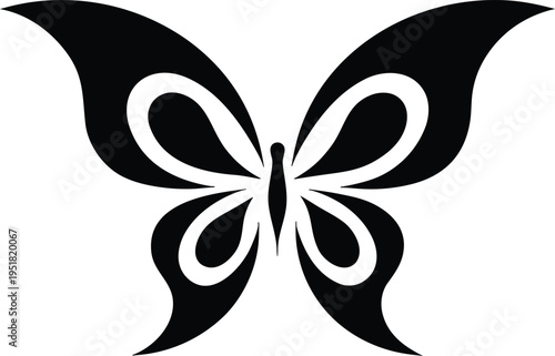Premium Minimal Black Butterfly Silhouette with Elegant Wing Structure for Professional T-Shirt Graphics and Modern Branding Design