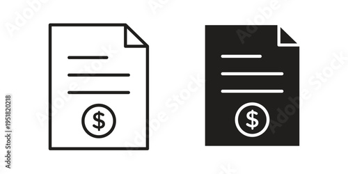 Invoice icon. Black and White Vector Illustrations. line icon vector pictogram