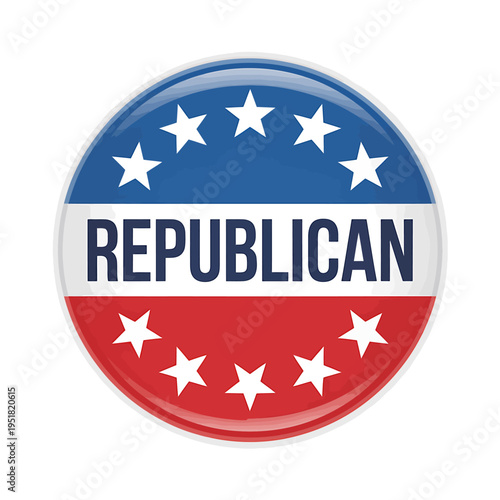 Republican party logo with blue red and white colors and stars