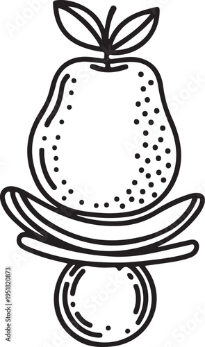 Minimalist Pear and Baby Pacifier Line Art Icon Vector