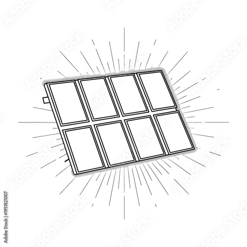 Solar panel with sunburst effect renewable energy concept clean power eco friendly sustainable photovoltaic cells green technology energy generation electricity innovation