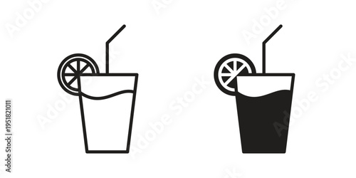 Lemonade icon. Black and White Vector Illustrations. line icon vector pictogram