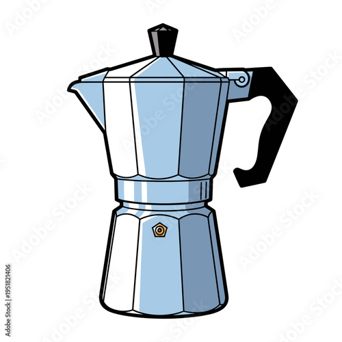 Espresso moka pot with coffee mood illustrated as bold graphic vector