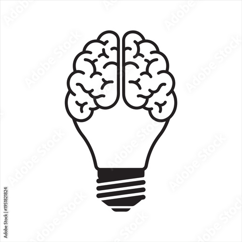 Creative Brain Lightbulb Vector Icon Illustration for Idea Generation, Innovation, and Problem Solving Concepts on White Background
