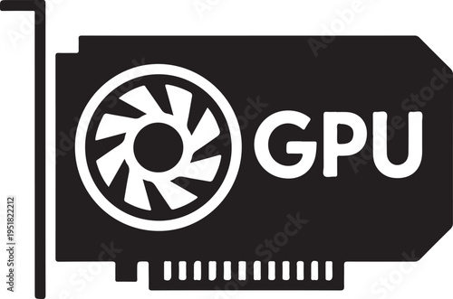 GPU Graphics Card Icon Silhouette Computer Hardware Vector