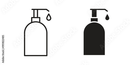 Liquid soap bottle icon. Black and White Vector Illustrations. line icon vector pictogram