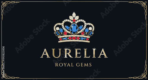 Elegant Crown with Gems, Luxury Jewelry Design, Regal Symbol