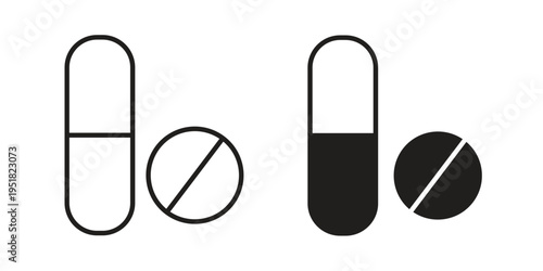 Medicine pills icon. Black and White Vector Illustrations. line icon vector pictogram