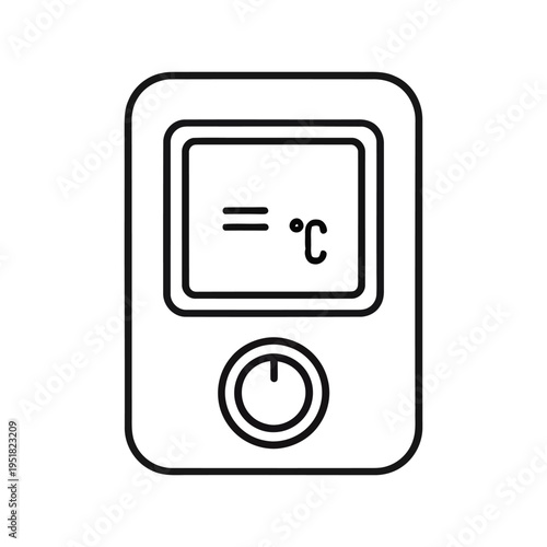 Temperature control panel with celsius symbol and dial on white background for heating or cooling systems