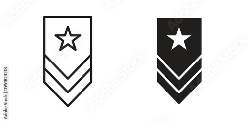 Military rank badge icon. Black and White Vector Illustrations. line icon vector pictogram