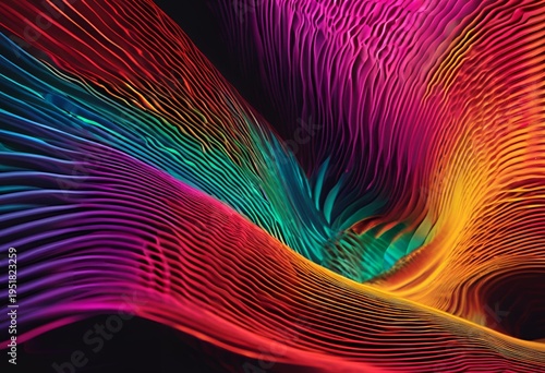 Colorful abstract waves forming organic flowing rainbow patterns.

