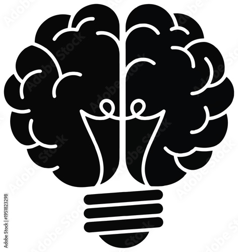 Human brain combined with a lightbulb representing creative thought