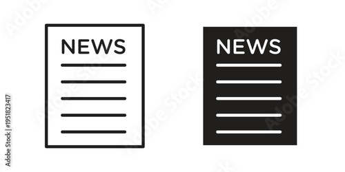 News icon. Black and White Vector Illustrations. line icon vector pictogram