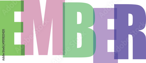 Multicolored Letters Forming Ember on White Background