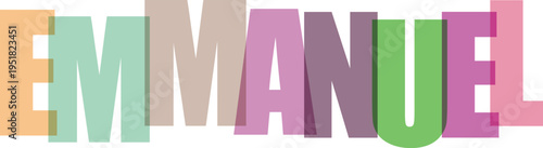 Emmanuel Name in Colorful Cut Out Letters white background