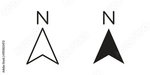 North icon. Black and White Vector Illustrations. line icon vector pictogram