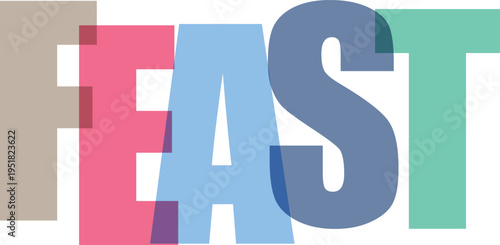 Colorful Feast Typography on White Background