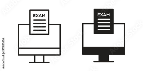 Online exam test icon. Black and White Vector Illustrations. line icon vector pictogram