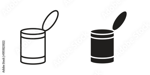Open tin can icon. Black and White Vector Illustrations. line icon vector pictogram