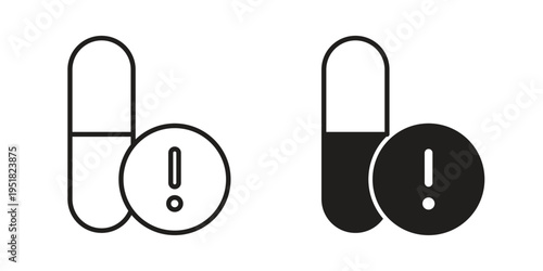 Overdose icon. Black and White Vector Illustrations. line icon vector pictogram