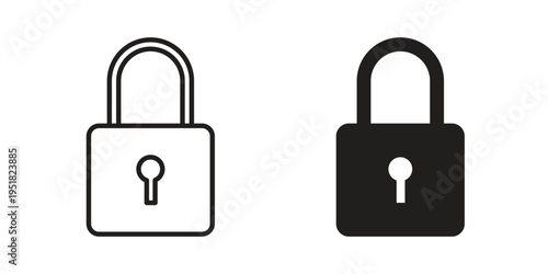 Padlock icon. Black and White Vector Illustrations. line icon vector pictogram