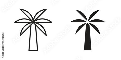 Palm tree icon. Black and White Vector Illustrations. line icon vector pictogram
