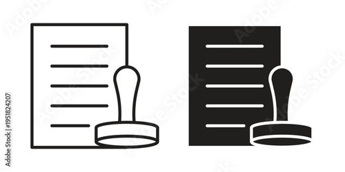 Permit icon. Black and White Vector Illustrations. line icon vector pictogram