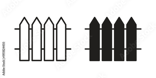 Plank fence icon. Black and White Vector Illustrations. line icon vector pictogram