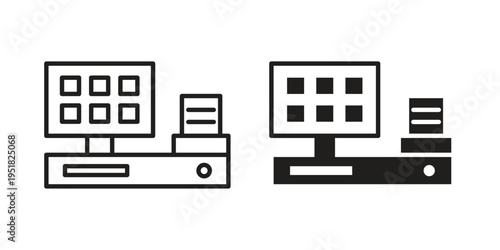 POS system icon. Black and White Vector Illustrations. line icon vector pictogram