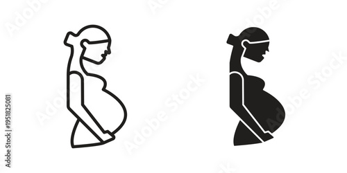 Pregnancy icon. Black and White Vector Illustrations. line icon vector pictogram