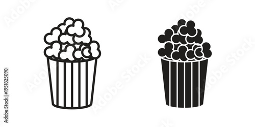 Popcorn icon. Black and White Vector Illustrations. line icon vector pictogram