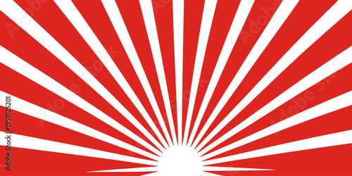 Red and white sunburst pattern graphic design element radial lines