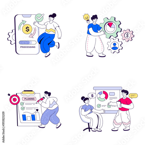 Set of Recruitment Flat Illustrations