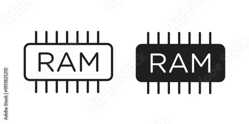 Ram memory icon. Black and White Vector Illustrations. line icon vector pictogram