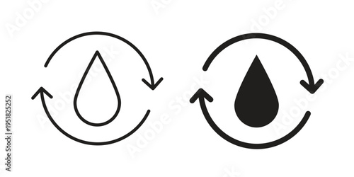 Recycle water icon. Black and White Vector Illustrations. line icon vector pictogram