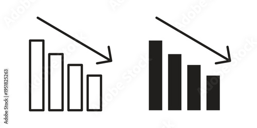 Reduction chart icon. Black and White Vector Illustrations. line icon vector pictogram