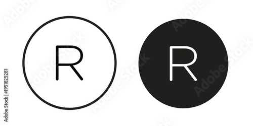 Registered trademark icon. Black and White Vector Illustrations. line icon vector pictogram