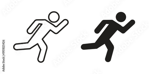 Running icon. Black and White Vector Illustrations. line icon vector pictogram