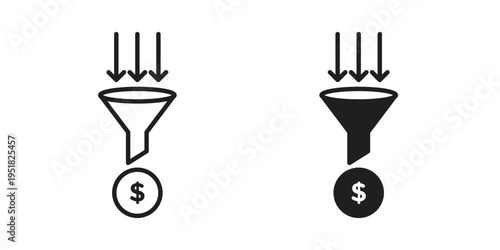 Sales funnel icon. Black and White Vector Illustrations. line icon vector pictogram