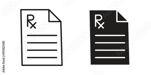 RX icon. Black and White Vector Illustrations. line icon vector pictogram