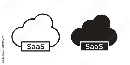 SaaS icon. Black and White Vector Illustrations. line icon vector pictogram