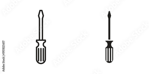 Screwdriver icon. Black and White Vector Illustrations. line icon vector pictogram