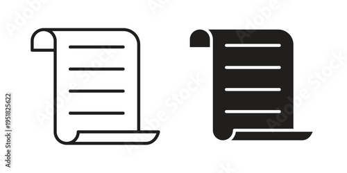 Scroll paper icon. Black and White Vector Illustrations. line icon vector pictogram