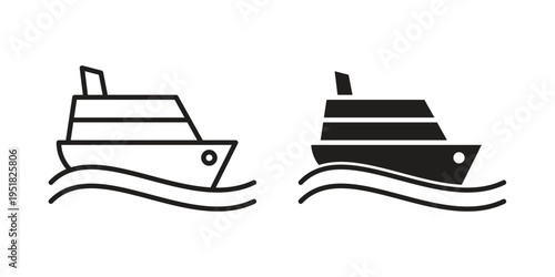 Ship icon. Black and White Vector Illustrations. line icon vector pictogram