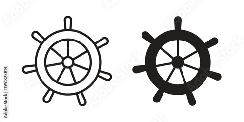 Ship wheel icon. Black and White Vector Illustrations. line icon vector pictogram