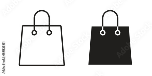 Shopping bag icon. Black and White Vector Illustrations. line icon vector pictogram
