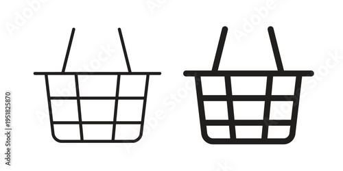 Shopping basket icon. Black and White Vector Illustrations. line icon vector pictogram