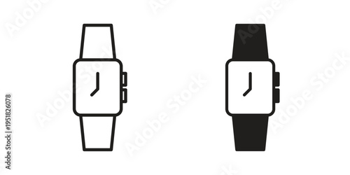 Smartwatch icon. Black and White Vector Illustrations. line icon vector pictogram