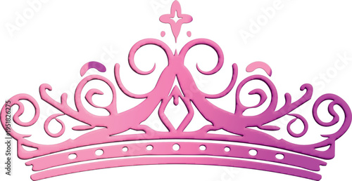 An ornate decorative crown silhouette with elegant swirling details rendered in a pink gradient